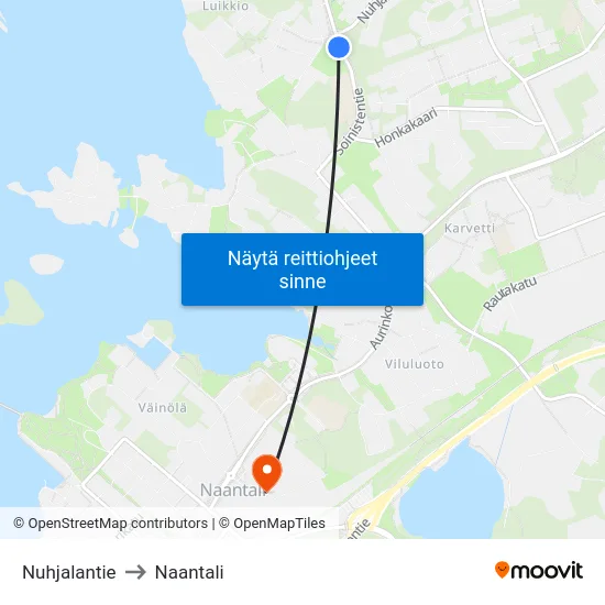 Nuhjalantie to Naantali map