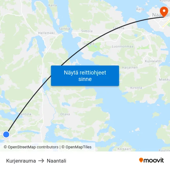 Kurjenrauma to Naantali map