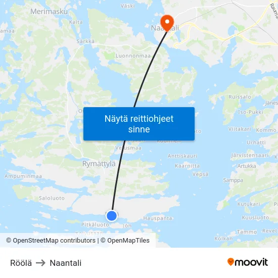 Röölä to Naantali map