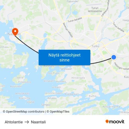 Ahtolantie to Naantali map