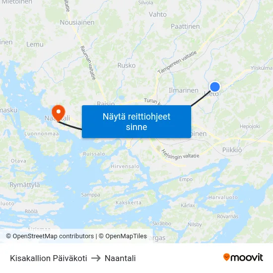 Kisakallion Päiväkoti to Naantali map
