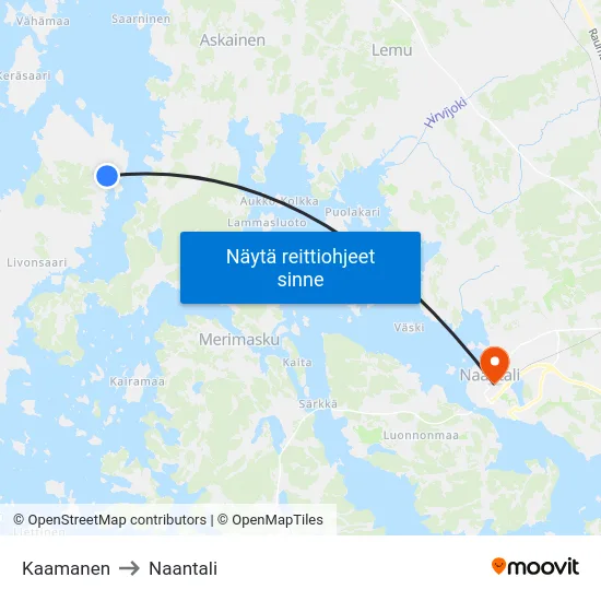 Kaamanen to Naantali map