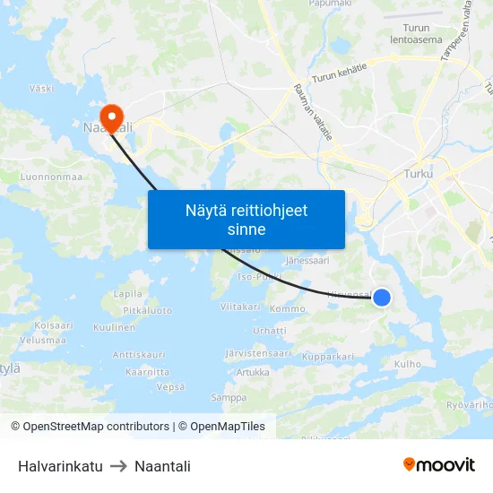 Halvarinkatu to Naantali map