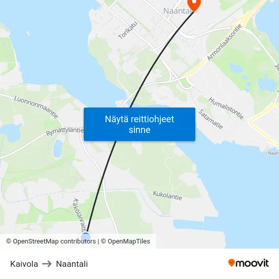 Kaivola to Naantali map