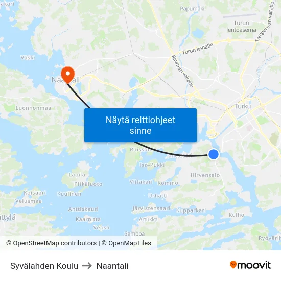 Syvälahden Koulu to Naantali map