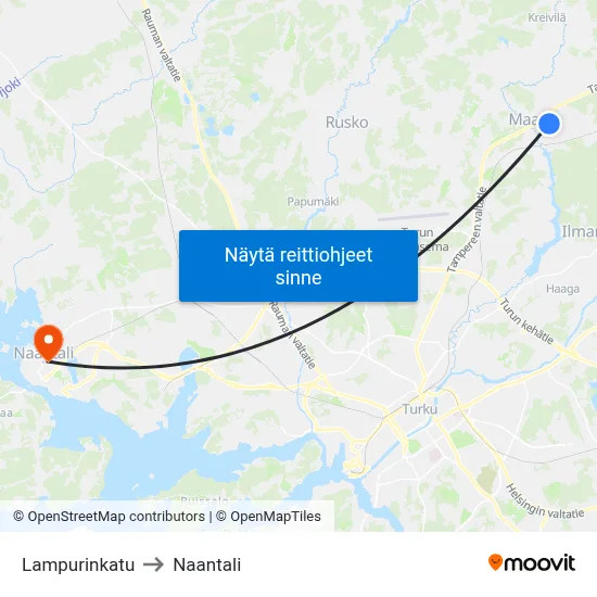 Lampurinkatu to Naantali map