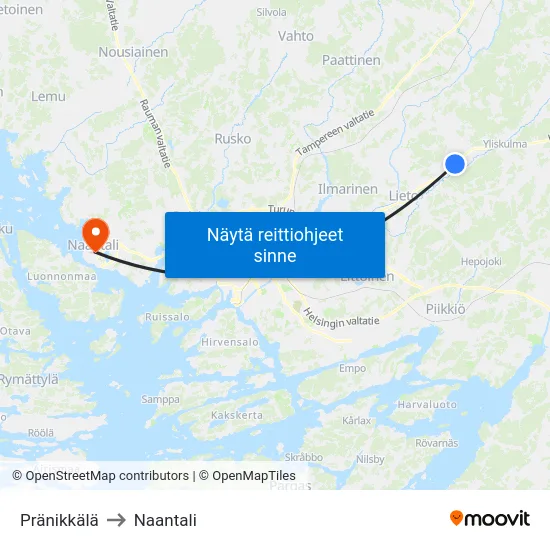 Pränikkälä to Naantali map