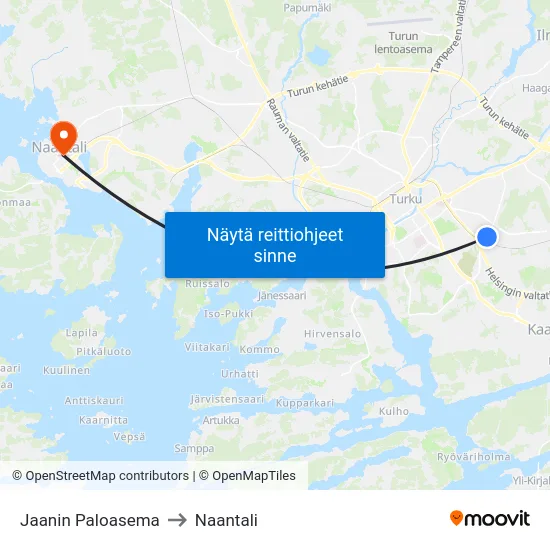 Jaanin Paloasema to Naantali map