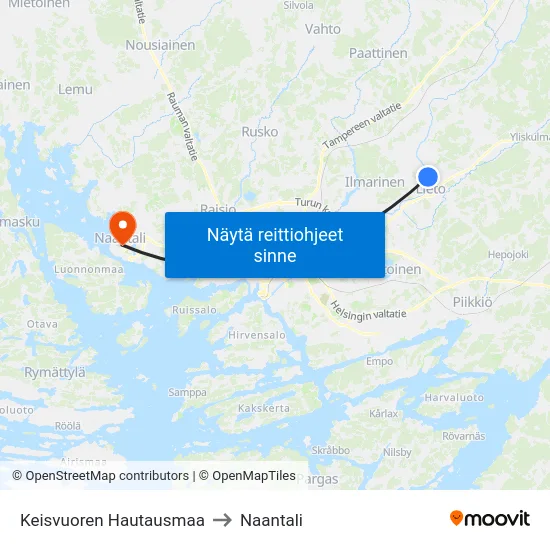 Keisvuoren Hautausmaa to Naantali map