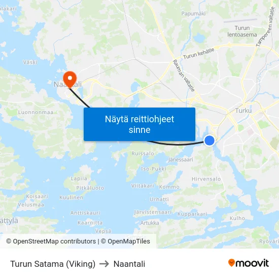 Turun Satama (Viking) to Naantali map