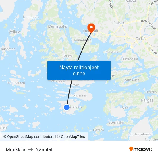 Munkkila to Naantali map
