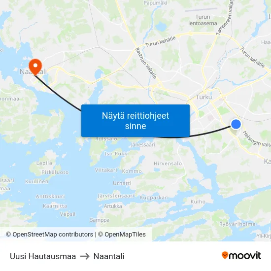 Uusi Hautausmaa to Naantali map