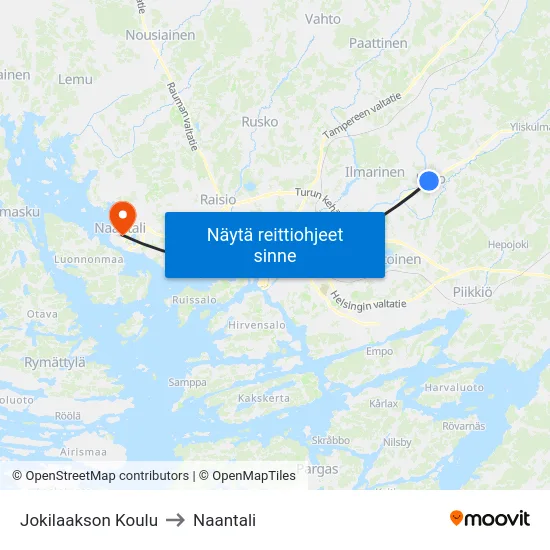 Jokilaakson Koulu to Naantali map