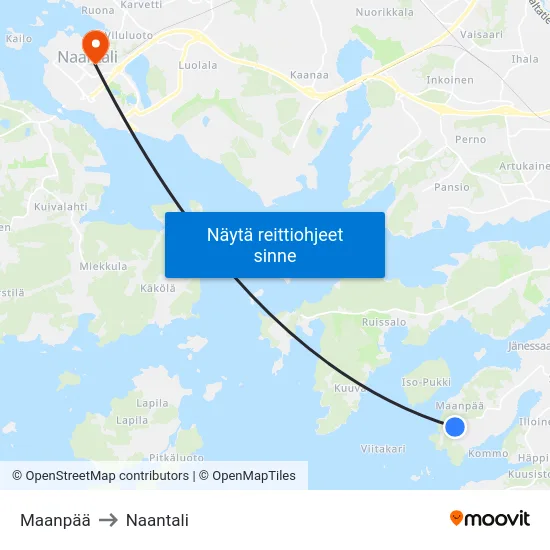 Maanpää to Naantali map