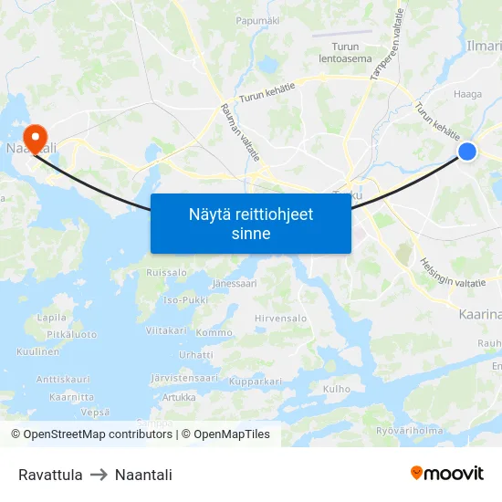 Ravattula to Naantali map