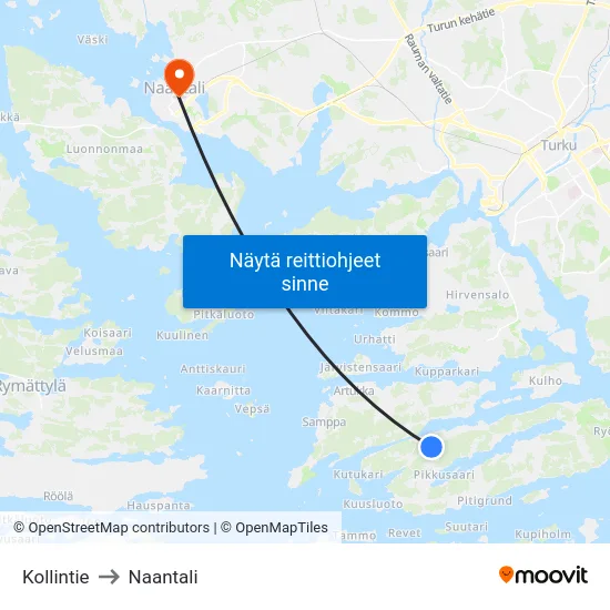 Kollintie to Naantali map