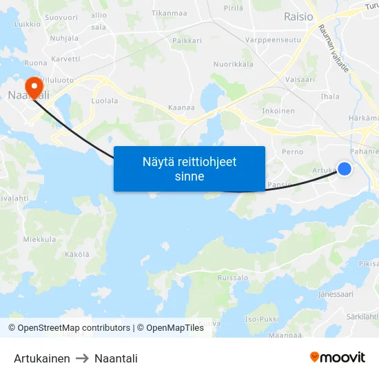 Artukainen to Naantali map