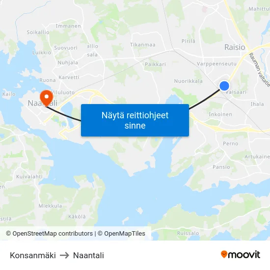 Konsanmäki to Naantali map