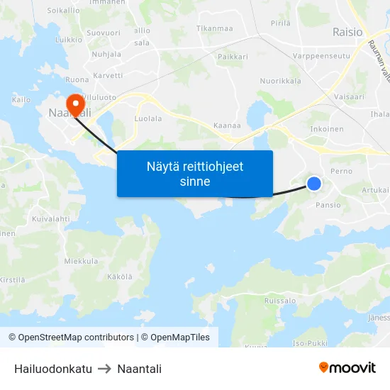 Hailuodonkatu to Naantali map
