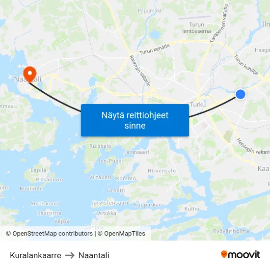 Kuralankaarre to Naantali map