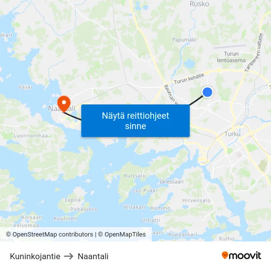 Kuninkojantie to Naantali map