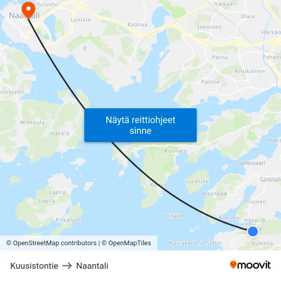 Kuusistontie to Naantali map