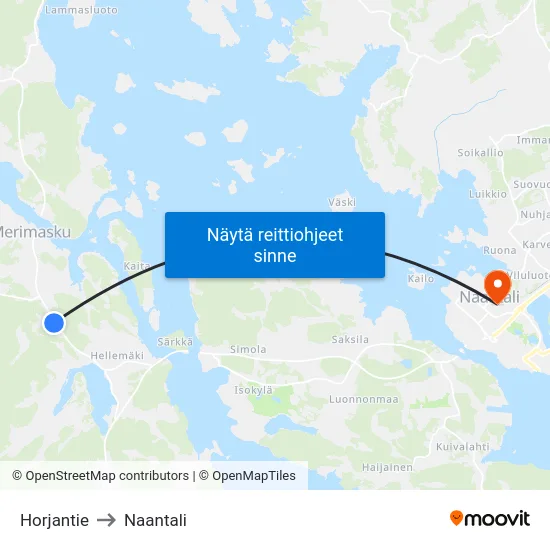 Horjantie to Naantali map