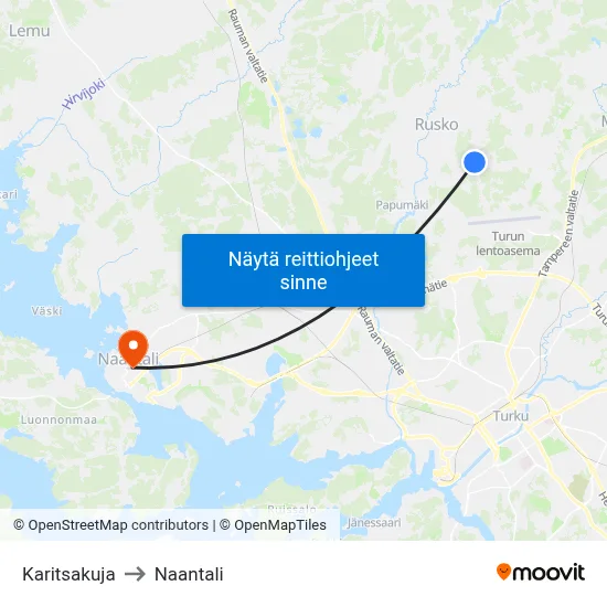 Karitsakuja to Naantali map