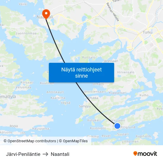 Järvi-Peniläntie to Naantali map