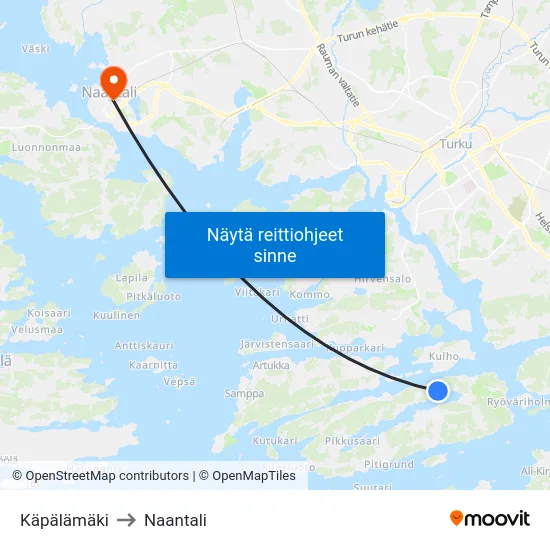 Käpälämäki to Naantali map