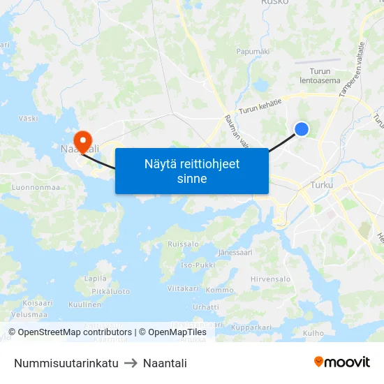 Nummisuutarinkatu to Naantali map