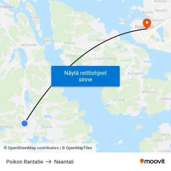 Poikon Rantatie to Naantali map