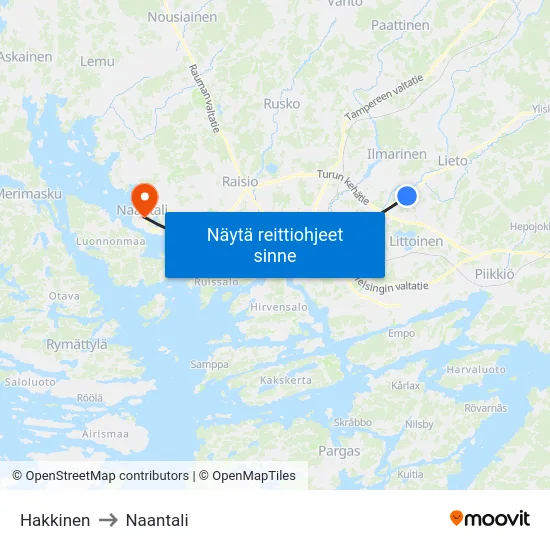 Hakkinen to Naantali map