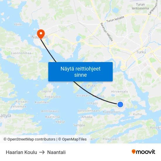 Haarlan Koulu to Naantali map