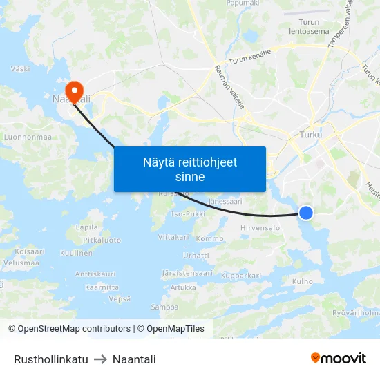 Rusthollinkatu to Naantali map