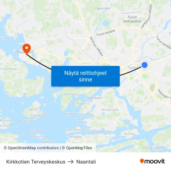 Kirkkotien Terveyskeskus to Naantali map