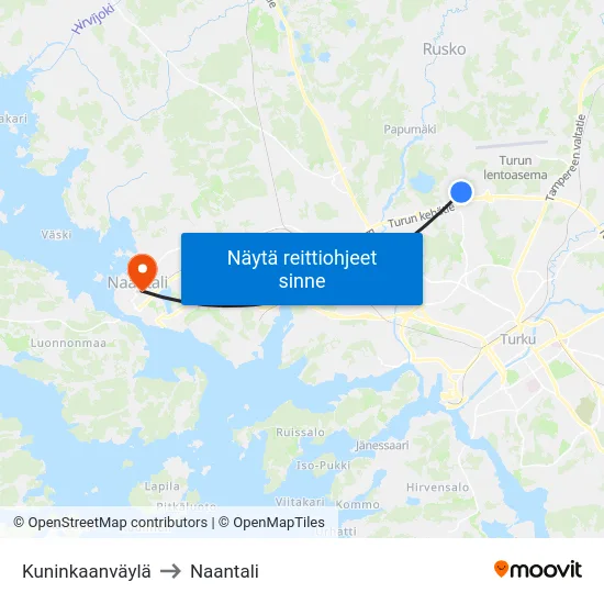 Kuninkaanväylä to Naantali map