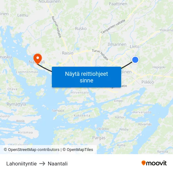 Lahoniityntie to Naantali map
