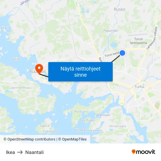Ikea to Naantali map