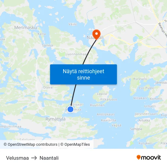 Velusmaa to Naantali map