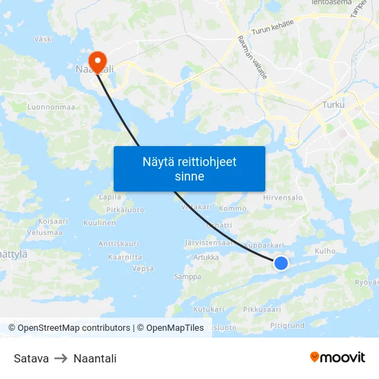Satava to Naantali map