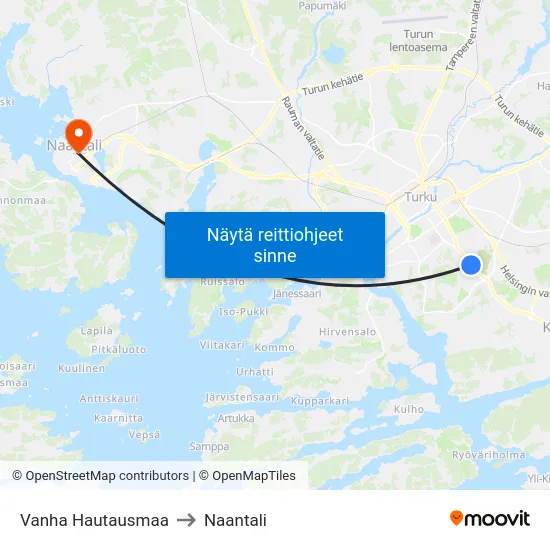 Vanha Hautausmaa to Naantali map