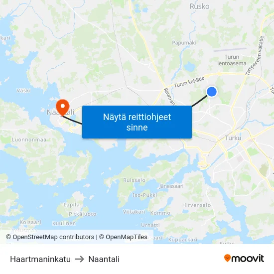 Haartmaninkatu to Naantali map