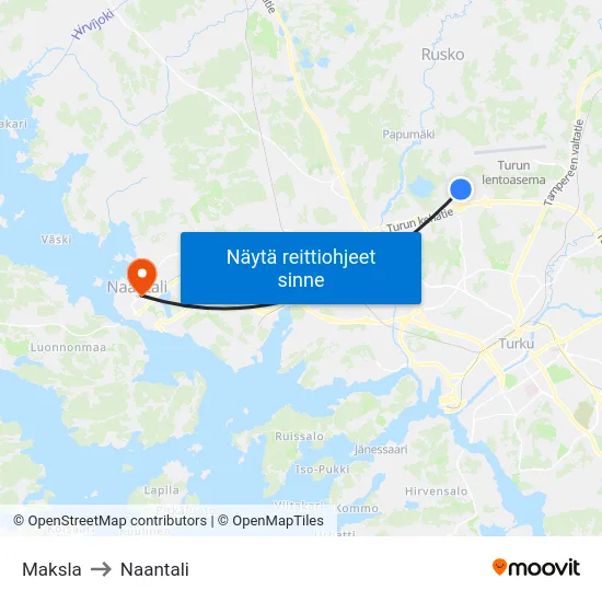 Maksla to Naantali map