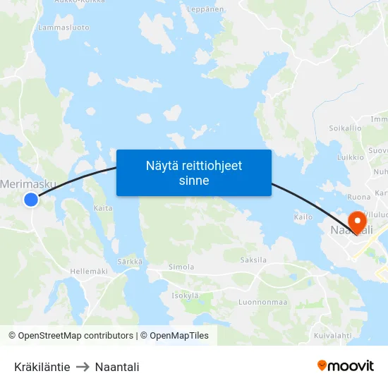 Kräkiläntie to Naantali map