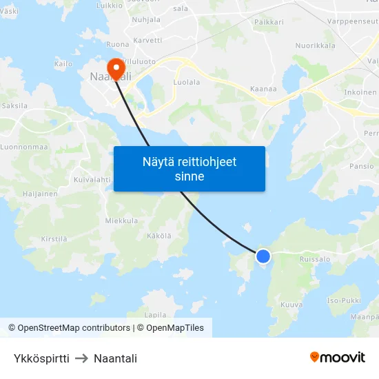 Ykköspirtti to Naantali map