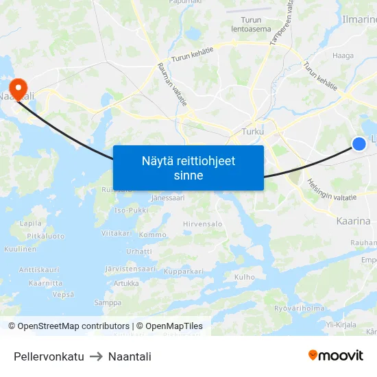Pellervonkatu to Naantali map
