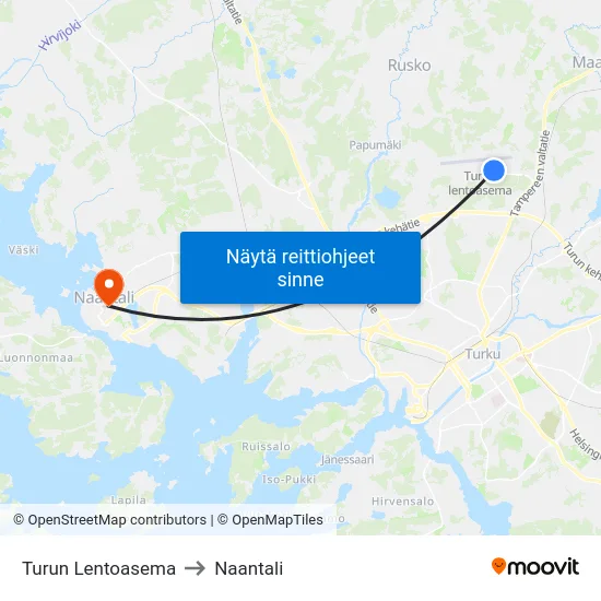 Turun Lentoasema to Naantali map
