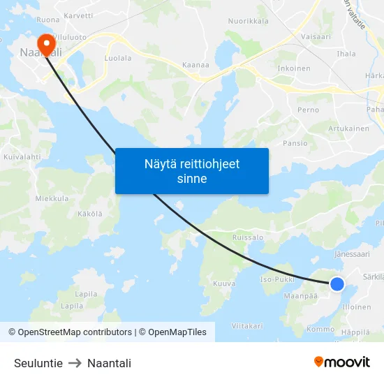 Seuluntie to Naantali map