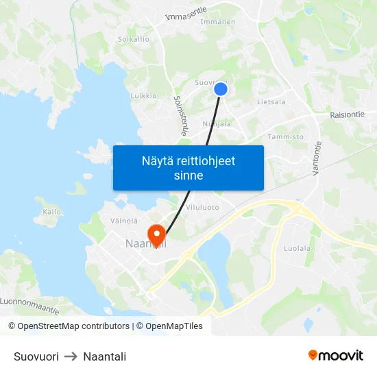 Suovuori to Naantali map